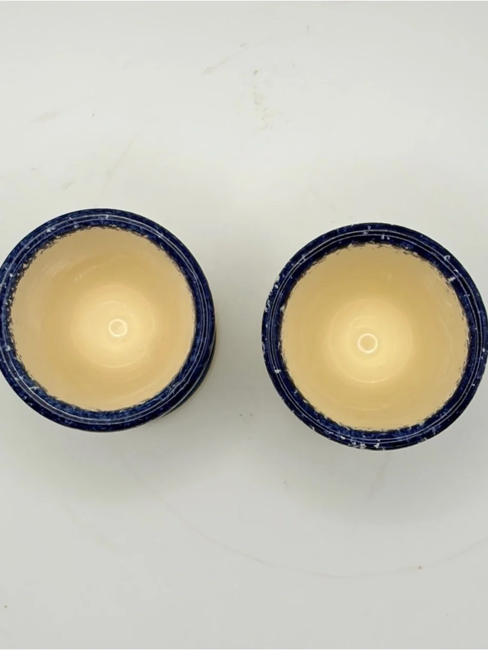 Vintage French Quimper Faience Egg Cups 2 Pc Hand Painted Folk Art Cottagecore